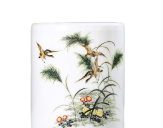 陶瓷毛笔笔筒定制 景德镇青花瓷摆件 办公文具用品